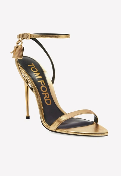 Shop Tom Ford 105 Padlock Leather Sandals In Gold