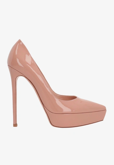Gianvito Rossi 130mm Patent-leather Platform Pumps In Peach
