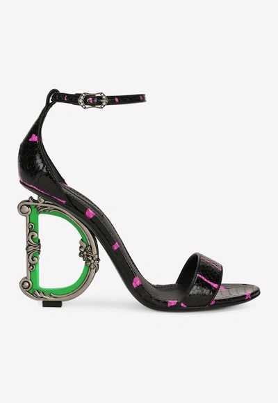 Shop Dolce & Gabbana 105 Printed Elaphe Baroque Dg Sandals In Black