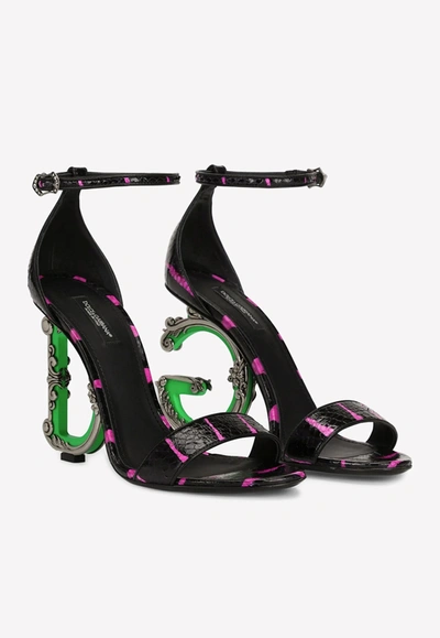 Shop Dolce & Gabbana 105 Printed Elaphe Baroque Dg Sandals In Black
