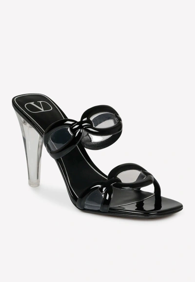 Shop Valentino 105 Rubber Chain Sandals In Black