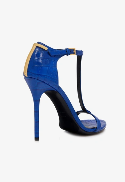 Shop Tom Ford 105 Sandals In Croc-embossed Leather In Blue
