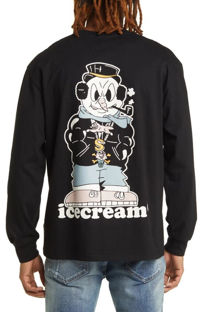 Shop Icecream No Flakes Long Sleeve Graphic T-shirt In Black