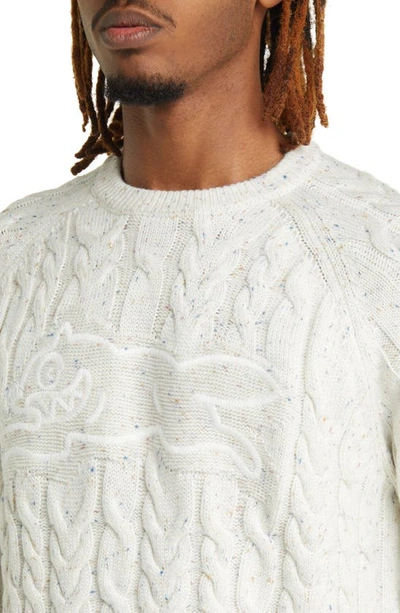 Shop Icecream Sprinkles Cable Crewneck Sweater In Whisper White