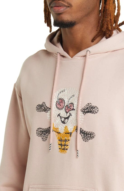 Shop Icecream Croissant Embroidered Hoodie In Rose Smoke