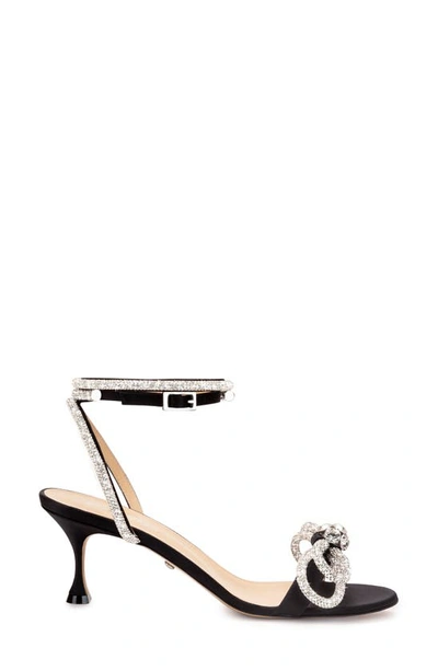 Shop Mach & Mach Double Crystal Bow Ankle Strap Sandal In Black