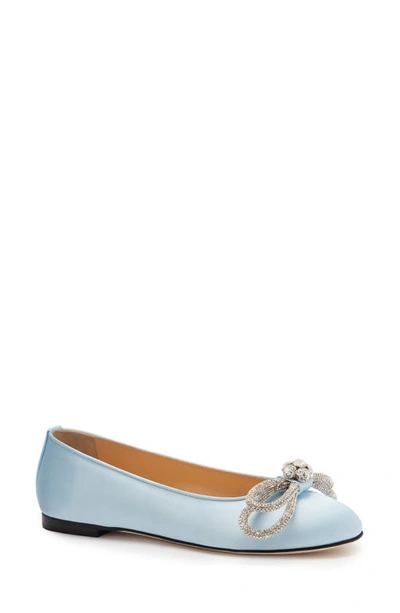 Shop Mach & Mach Double Crystal Bow Ballerina Flat In Blue