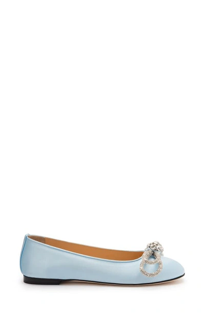 Shop Mach & Mach Double Crystal Bow Ballerina Flat In Blue