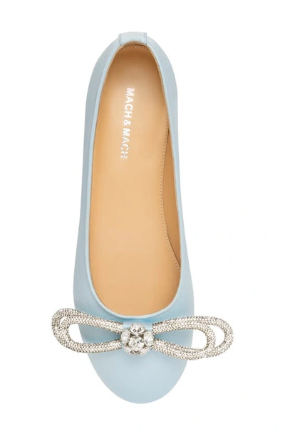 Shop Mach & Mach Double Crystal Bow Ballerina Flat In Blue