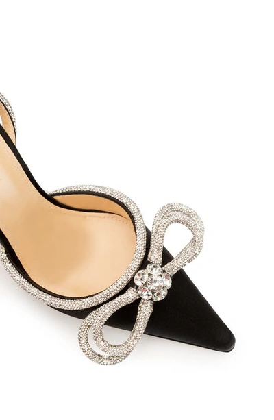 Shop Mach & Mach Double Crystal Bow Pointed Toe Pump In Black