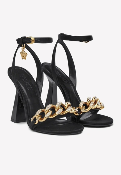 Shop Versace 110 Medusa Chain Sandals In Black