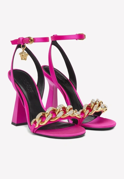 Shop Versace 110 Medusa Chain Sandals In Fuchsia