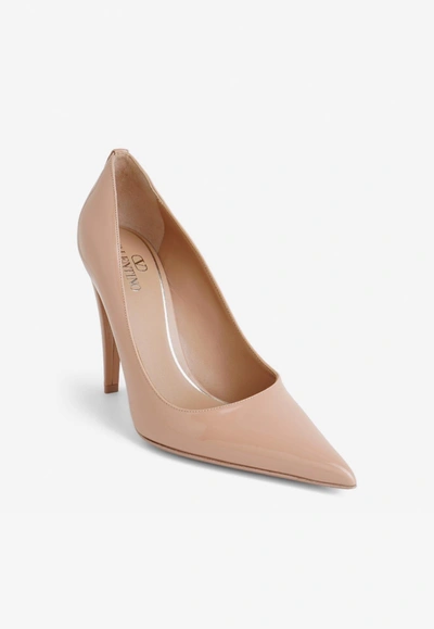 Valentino 110 Patent Leather Rockstud Pumps In Pink
