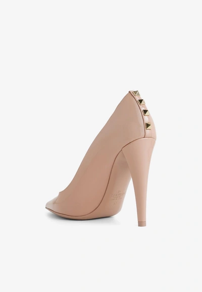 Valentino 110 Patent Leather Rockstud Pumps In Pink