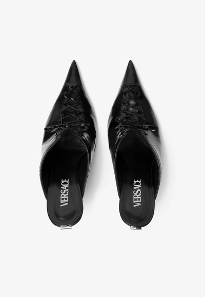 Versace Black Pin-point Heels In Black