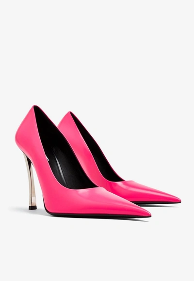 Shop Versace 110 Pointed Leather Pumps In Pink