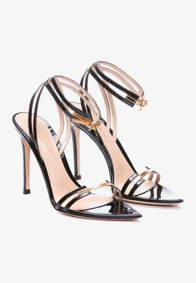 Shop Gianvito Rossi 110 Pointed-toe Leather Sandals In Black