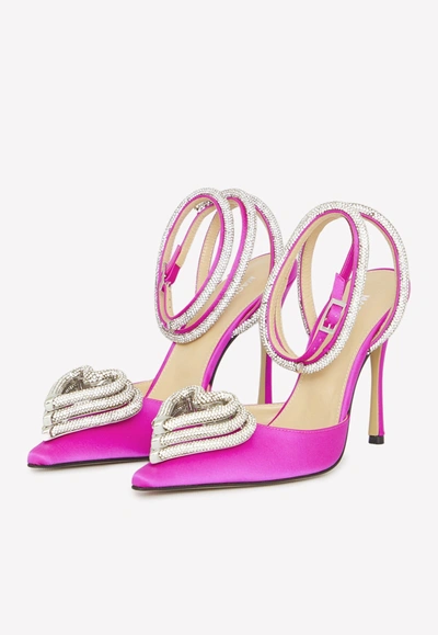 Shop Mach & Mach 110 Triple Heart Pumps In Fuchsia