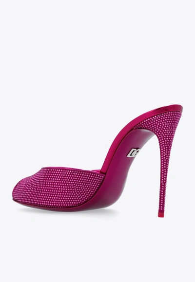 Shop Dolce & Gabbana 115 Crystal-embellished Mules In Pink