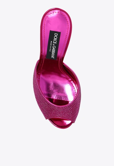 Shop Dolce & Gabbana 115 Crystal-embellished Mules In Pink
