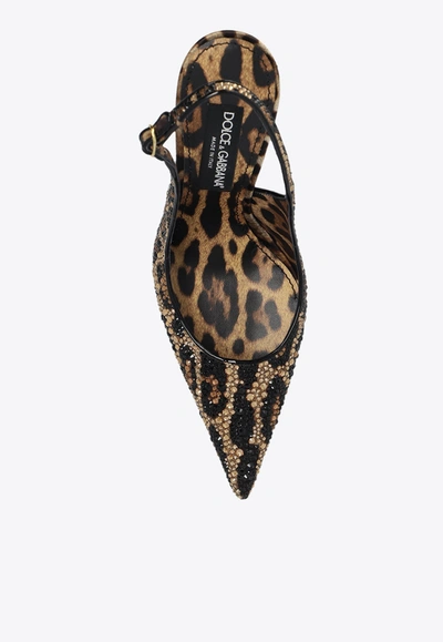 Shop Dolce & Gabbana 120 Crystal-embellished Leopard Pumps In Multicolor