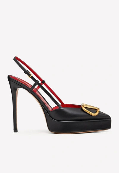 Shop Valentino 120 Leather Slingback Pumps In Black