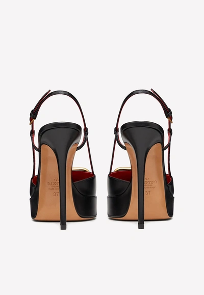 Valentino Womens Black Vlogo 120 Pointed-toe Leather Slingback Courts In Black