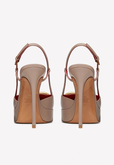 Shop Valentino 120 Leather Slingback Pumps In Beige