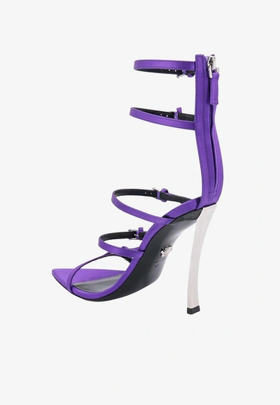 Shop Versace 120 Pin-point Satin Sandals In Purple