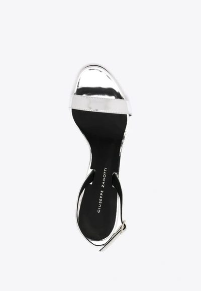 Shop Giuseppe Zanotti 120 Stiletto Sandals In Mirrored Leather- Delivery In 3-4 Weeks In Silver