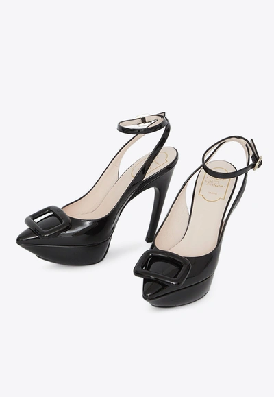 Shop Roger Vivier 125 Choc Buckle Pumps In Patent Leather In Black