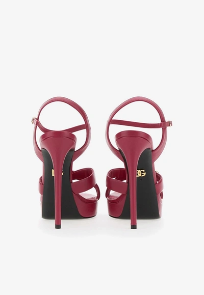 Dolce & Gabbana Olimpya Leather Crisscross Platform Sandals In Fuchsia