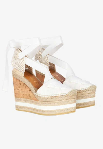 Shop Etro 130 Paisley Wedge Espadrilles In White