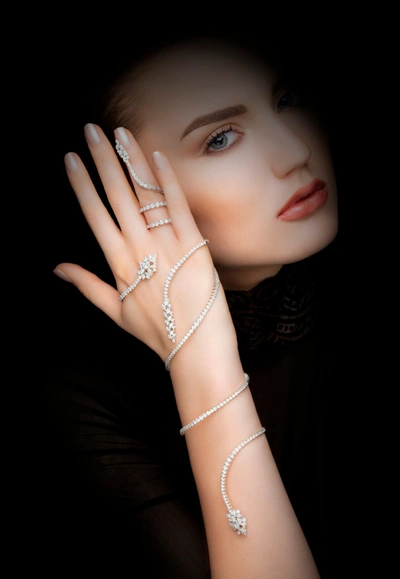 Shop Yeprem 18-karat White Gold Diamond Arm Bracelet