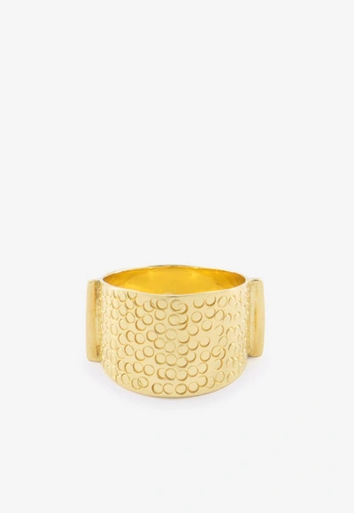 Shop Djihan 18-karat Yellow Gold Textured Ring