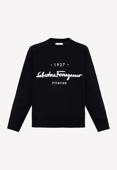 Ferragamo 1927 Logo Embroidered Sweatshirt In Black