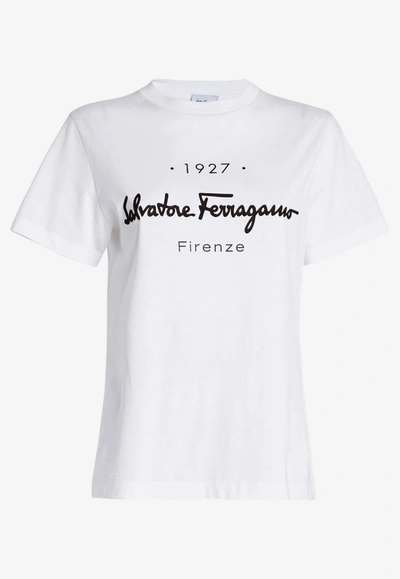 Shop Ferragamo 1927 Signature Logo T-shirt In White