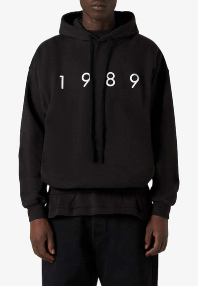 Shop 1989 Studio 1989 Print Hooded Sweatshirt In Black