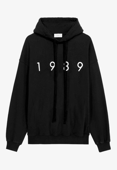 Shop 1989 Studio 1989 Print Hooded Sweatshirt In Black