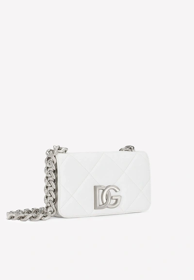 Shop Dolce & Gabbana 3.5  Shoulder Bag In Quilted Nappa Leather In White
