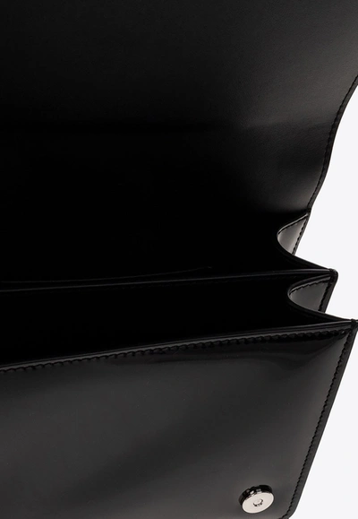Shop Dolce & Gabbana 3.5 Logo Plaque Patent-leather Shoulder Bag In Black
