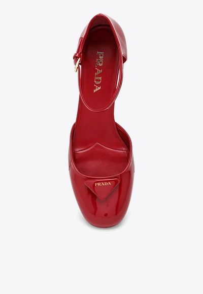 Shop Prada 35 Mary Jane Pumps In Patent Leather In Red