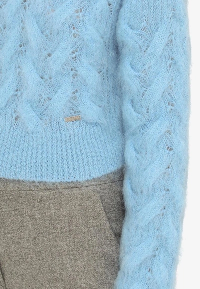 Shop Dsquared2 3d Cable Knit Sweater In Blue