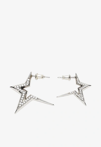 Shop Ferragamo 3d Crystal-embellished Star Earrings In Silver