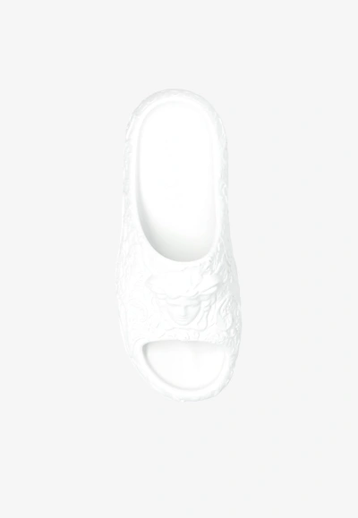 Shop Versace 3d Medusa Rubber Slides In White