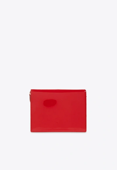 Shop Dolce & Gabbana 3d-effect Logo Patent-leather Crossbody Bag In Red