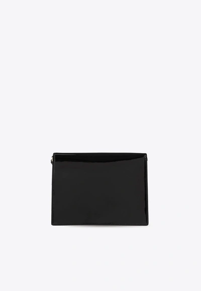 Shop Dolce & Gabbana 3d-effect Logo Patent-leather Crossbody Bag In Black