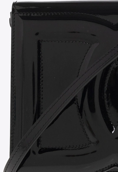 Dolce & Gabbana 3d-effect Logo Patent-leather Crossbody Bag In Black