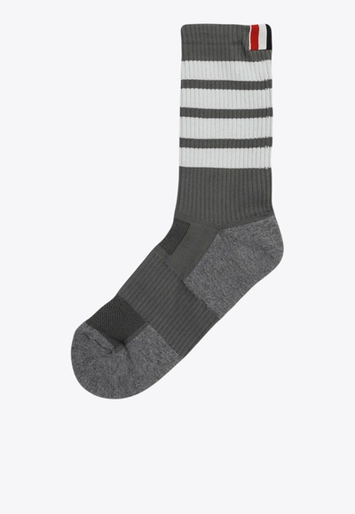 Shop Thom Browne 4-bar Sports Socks In Gray
