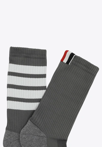 Shop Thom Browne 4-bar Sports Socks In Gray